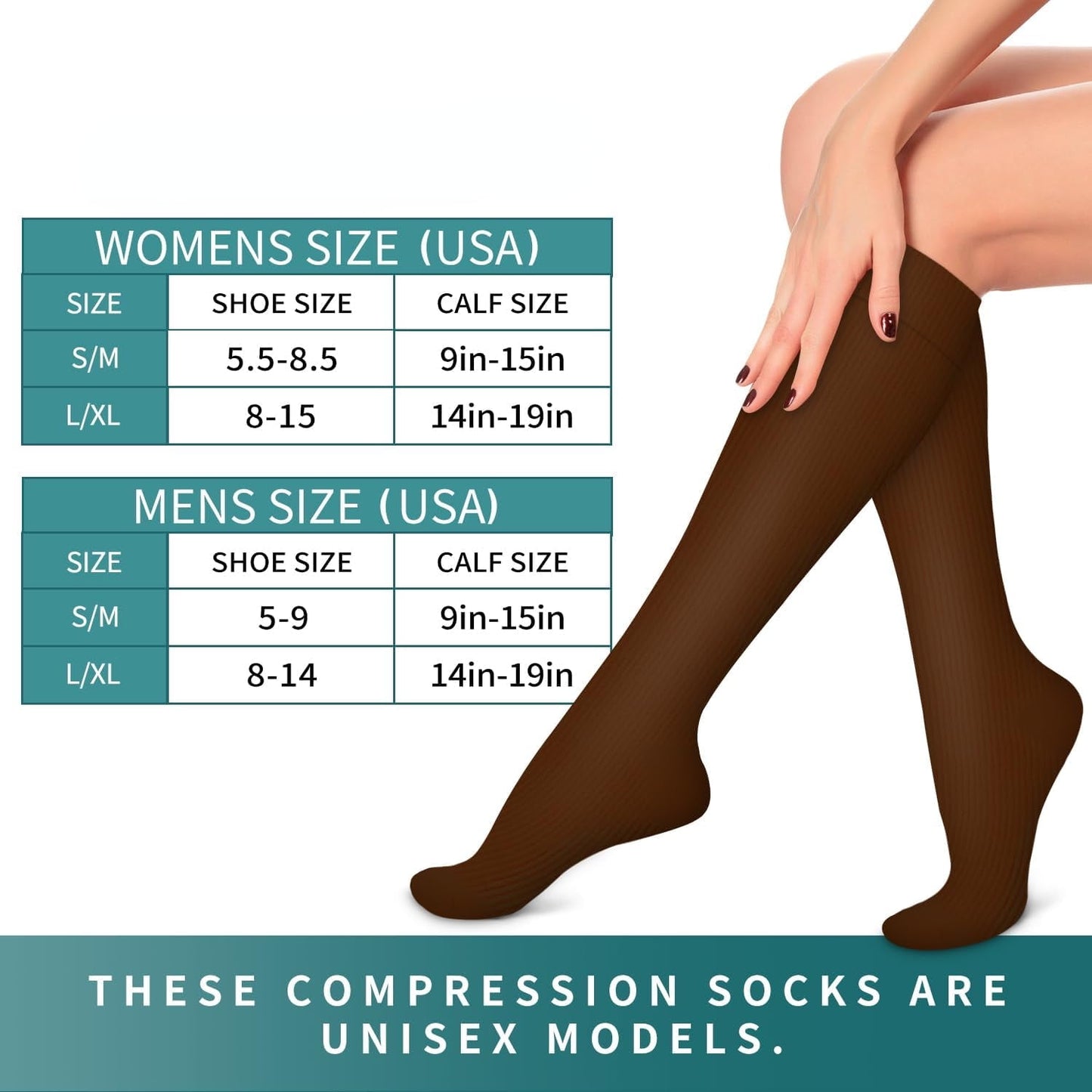 Compression Socks for Nurses & Active Women – 6 Pairs S/M (Khaki)