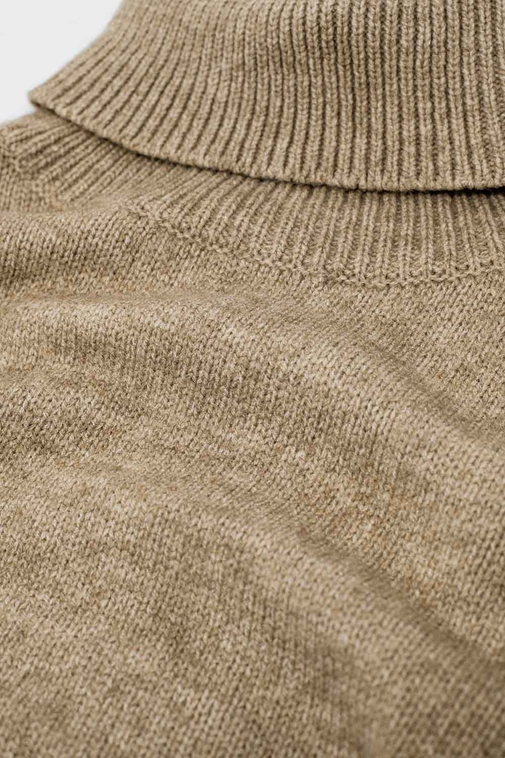 Loose Dropped-Sleeve Beige Sweater