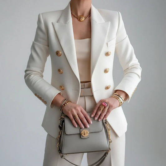 Doppelreihiger Taillierter Damen Blazer
