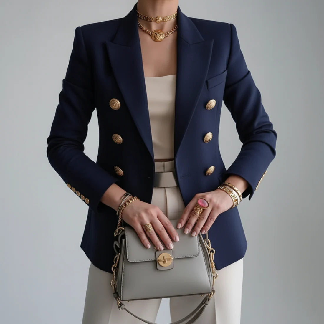 Doppelreihiger Taillierter Damen Blazer