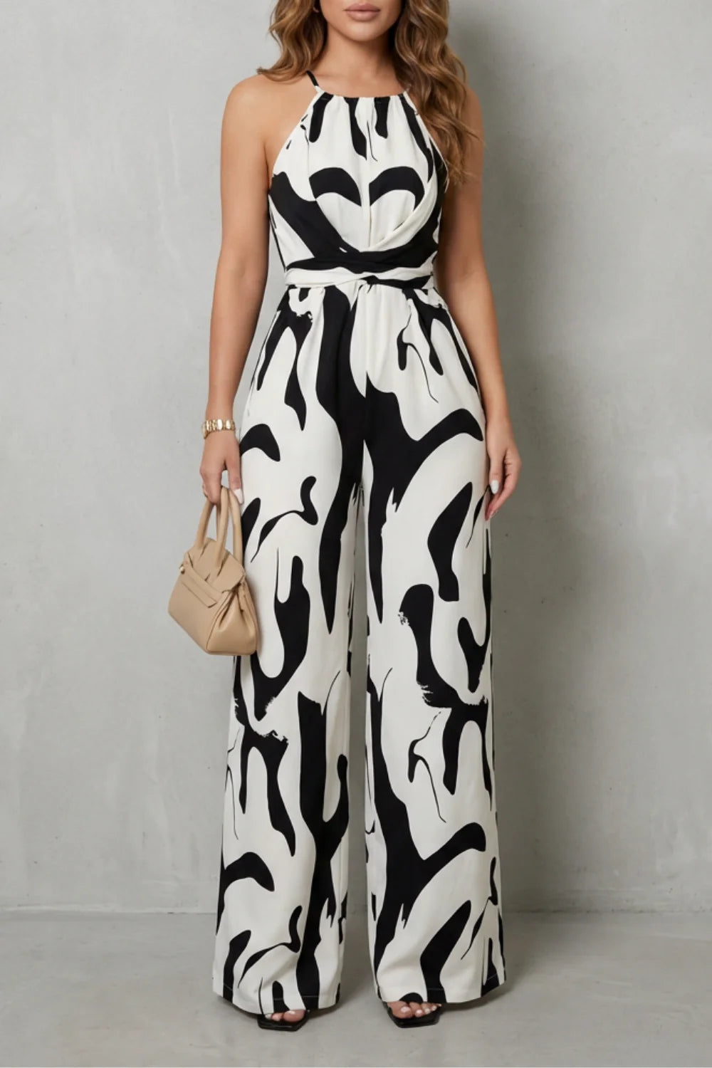 Rivaee – Abstract Print Halter – Wide-Leg Jumpsuit