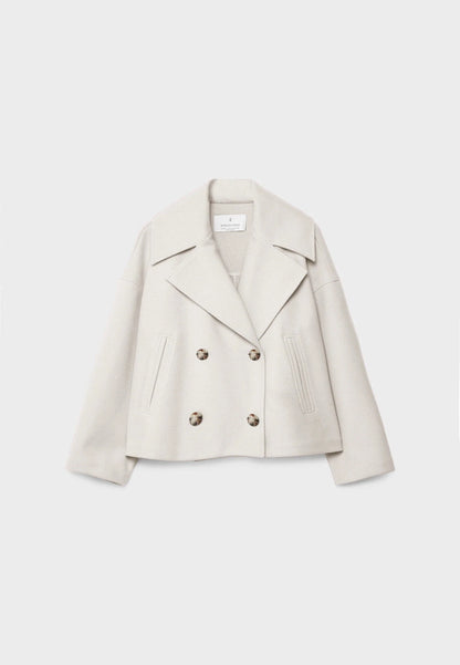 Women'S Short Coat – Double Breasted Elegant Chic Transition Jacket
