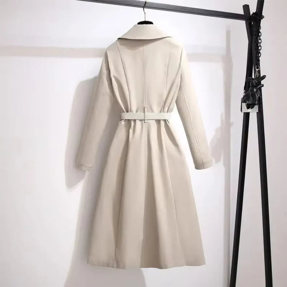 Rivaee – Double Breasted Belted Coat with Lapel Collar
