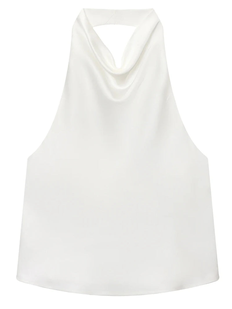 Top Women Halter Satin Women Tops Backless Corset Top Vest Yellow Pink Black Summer Elegant Sexy Tops Tank Vestidos