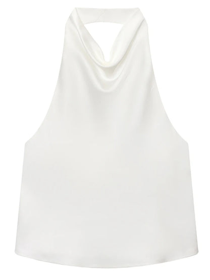 Top Women Halter Satin Women Tops Backless Corset Top Vest Yellow Pink Black Summer Elegant Sexy Tops Tank Vestidos