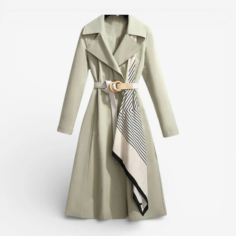 Rivaee – Double Breasted Belted Coat with Lapel Collar
