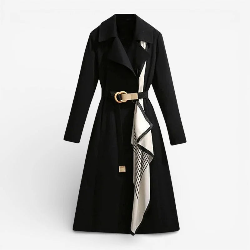 Rivaee – Double Breasted Belted Coat with Lapel Collar