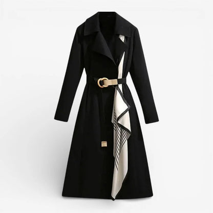 Rivaee – Double Breasted Belted Coat with Lapel Collar