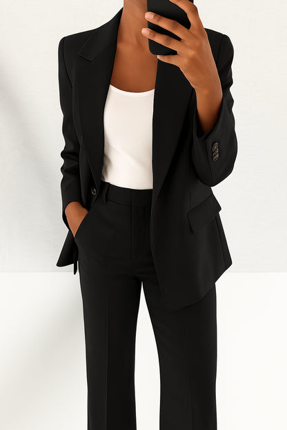 Women'S Suit Set with Stretch Blazer and Straight Trousers, Wrinkle-Resistant