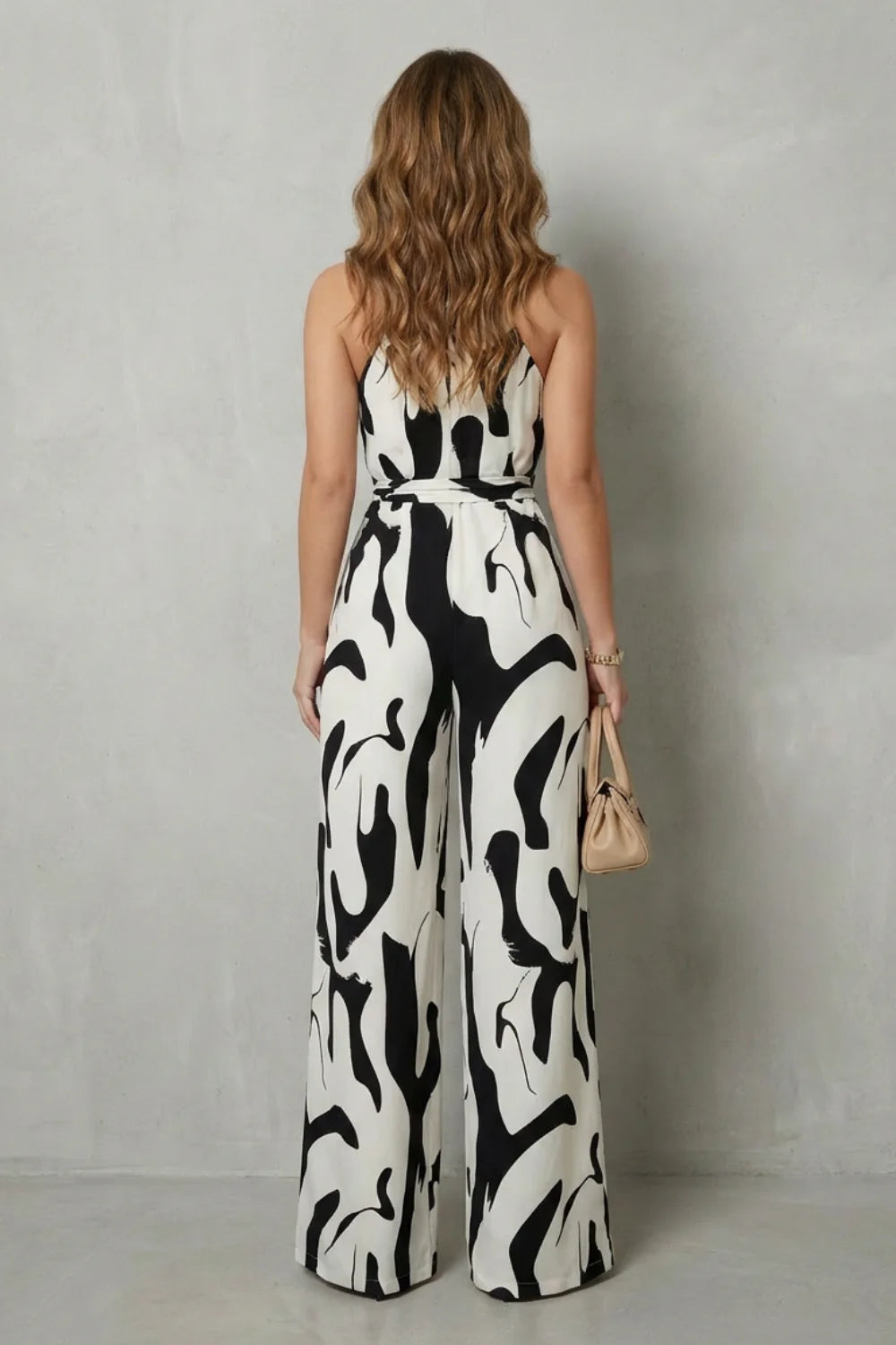 Rivaee – Abstract Print Halter – Wide-Leg Jumpsuit