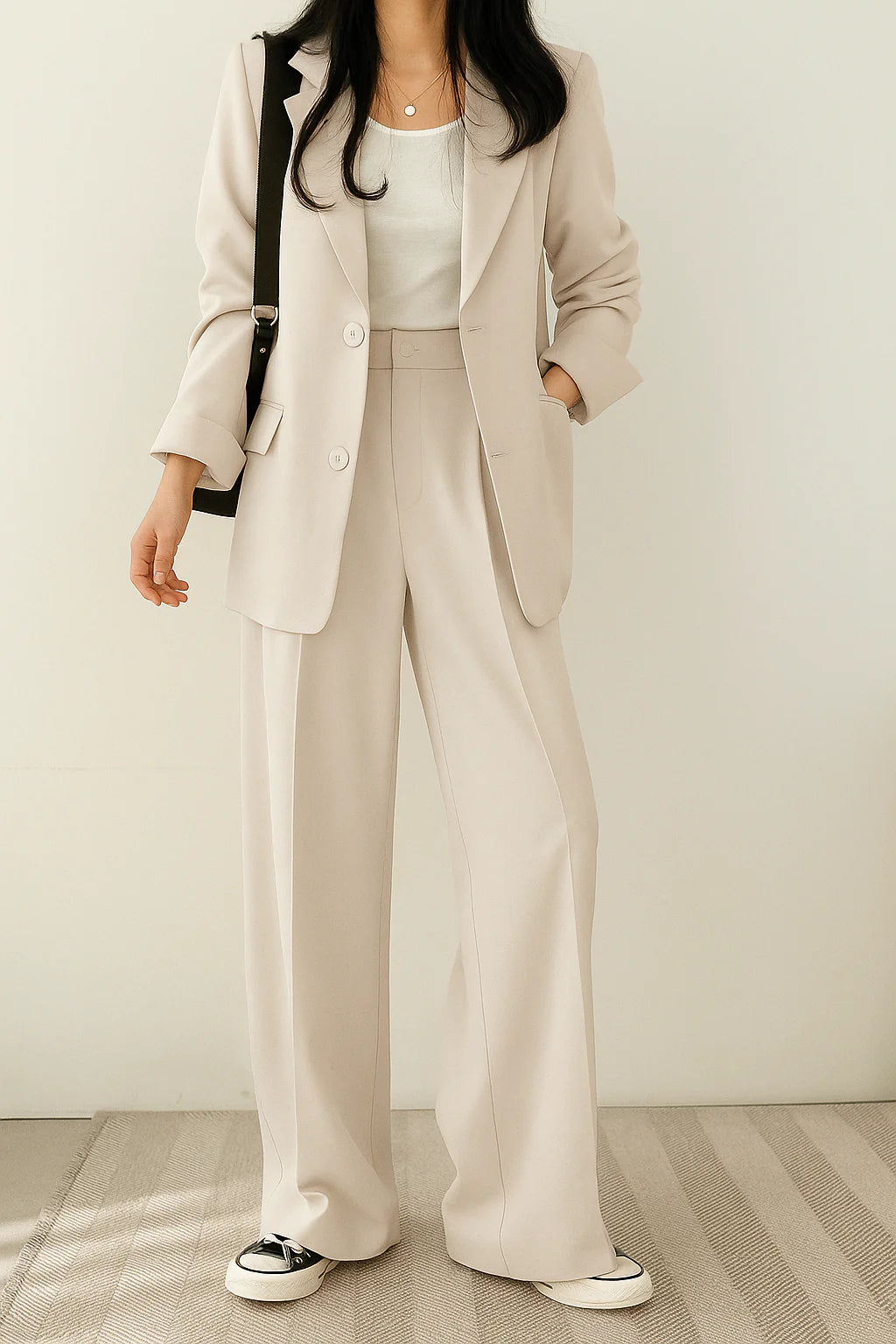 Women'S Suit Tailored Blazer and Pantalon Set, High-Quality Fabric