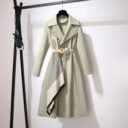 Rivaee – Double Breasted Belted Coat with Lapel Collar
