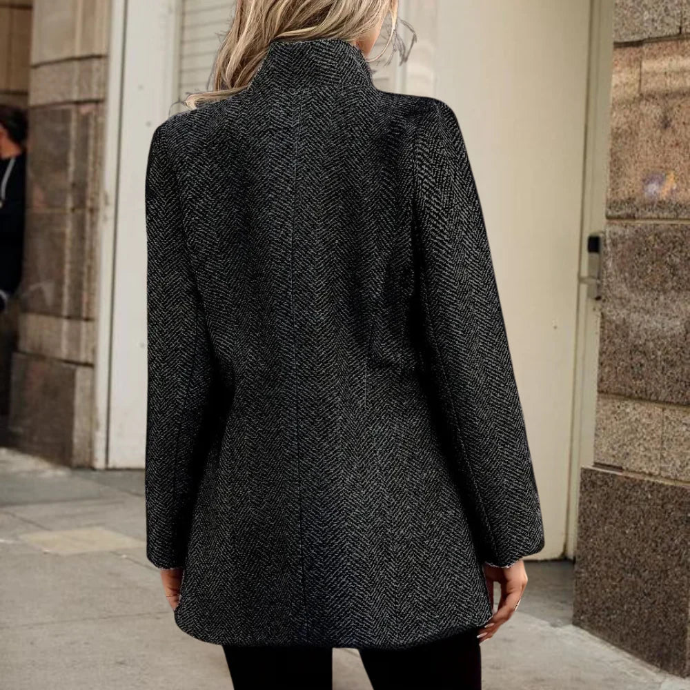 Veste Blazer Élégante Femme À Texture – Col Montant