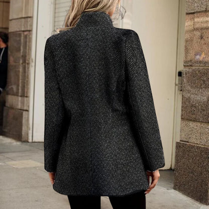 Veste Blazer Élégante Femme À Texture – Col Montant