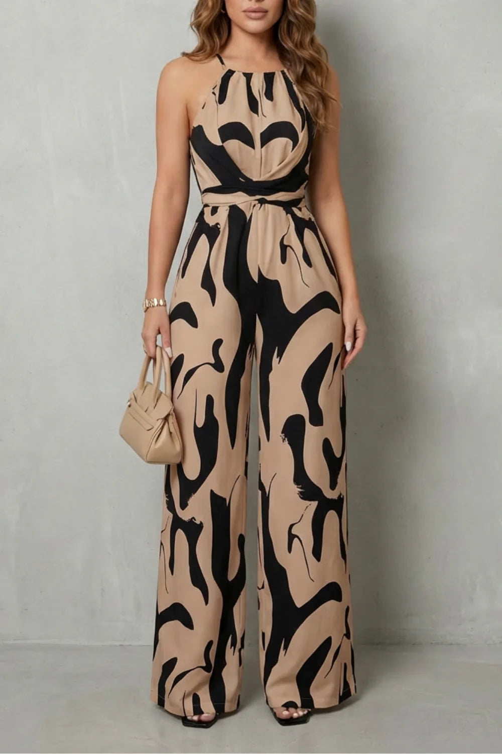 Rivaee – Abstract Print Halter – Wide-Leg Jumpsuit