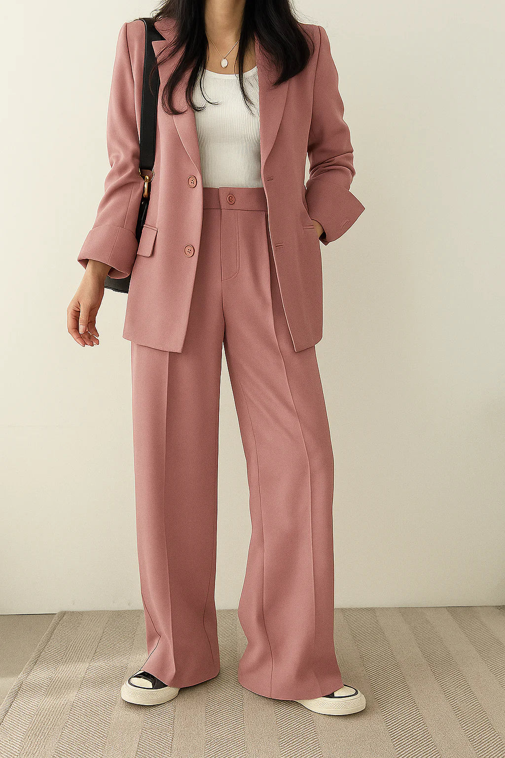 Women'S Suit Tailored Blazer and Pantalon Set, High-Quality Fabric