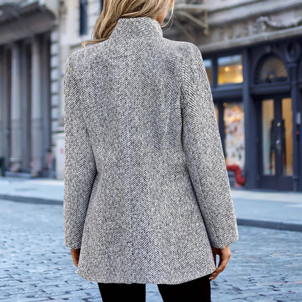 Veste Blazer Élégante Femme À Texture – Col Montant