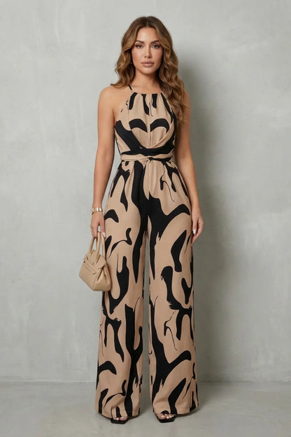 Rivaee – Abstract Print Halter – Wide-Leg Jumpsuit