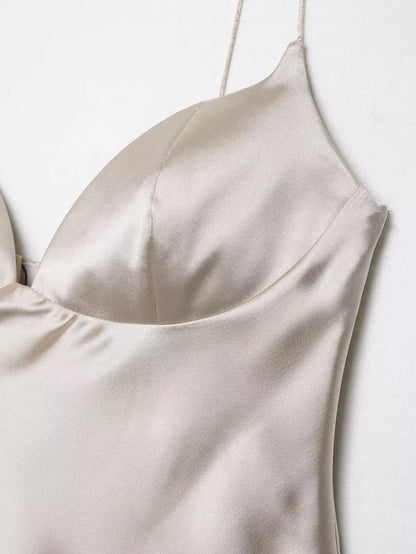 New Summer Satin Textured Black Sling Tops Women Elegant V-Neck Backless Tops Shirt Women Sexy Tops Club Party Tanks