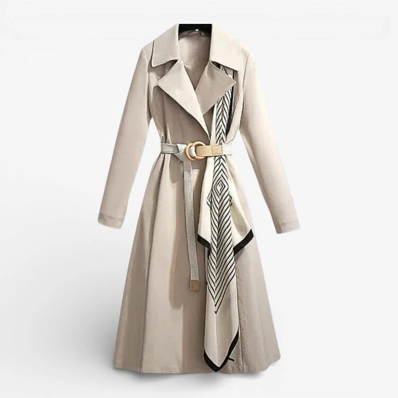 Rivaee – Double Breasted Belted Coat with Lapel Collar