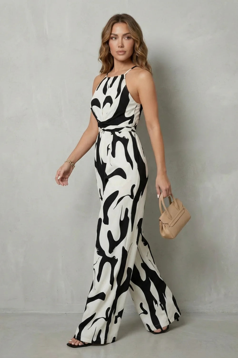 Rivaee – Abstract Print Halter – Wide-Leg Jumpsuit