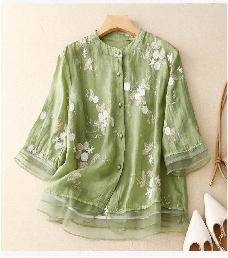 Kourtney™ | Chic Blouse with Floral Accents