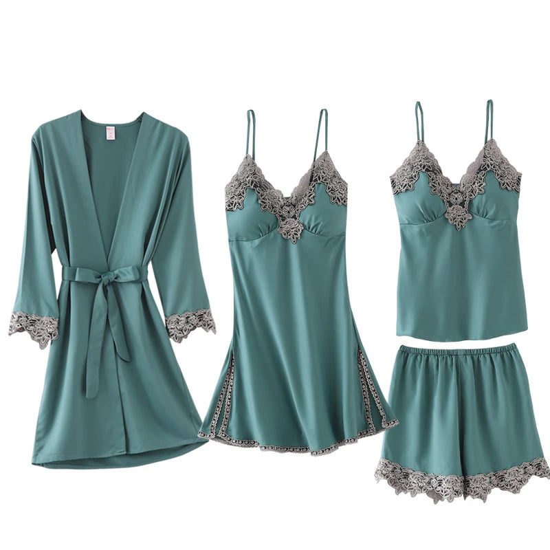 Green Lace Rayon Robe