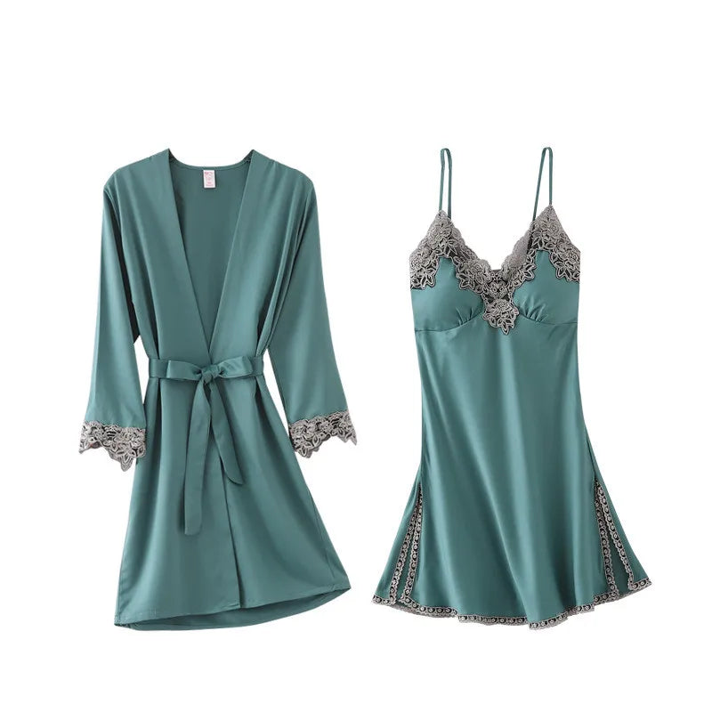 Green Lace Rayon Robe