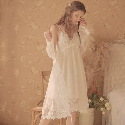 Premium Vintage Women's Nightgowns  White Lace 2-Pics Robes