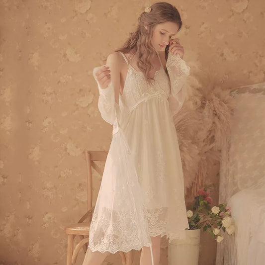 Premium Vintage Women's Nightgowns  White Lace 2-Pics Robes