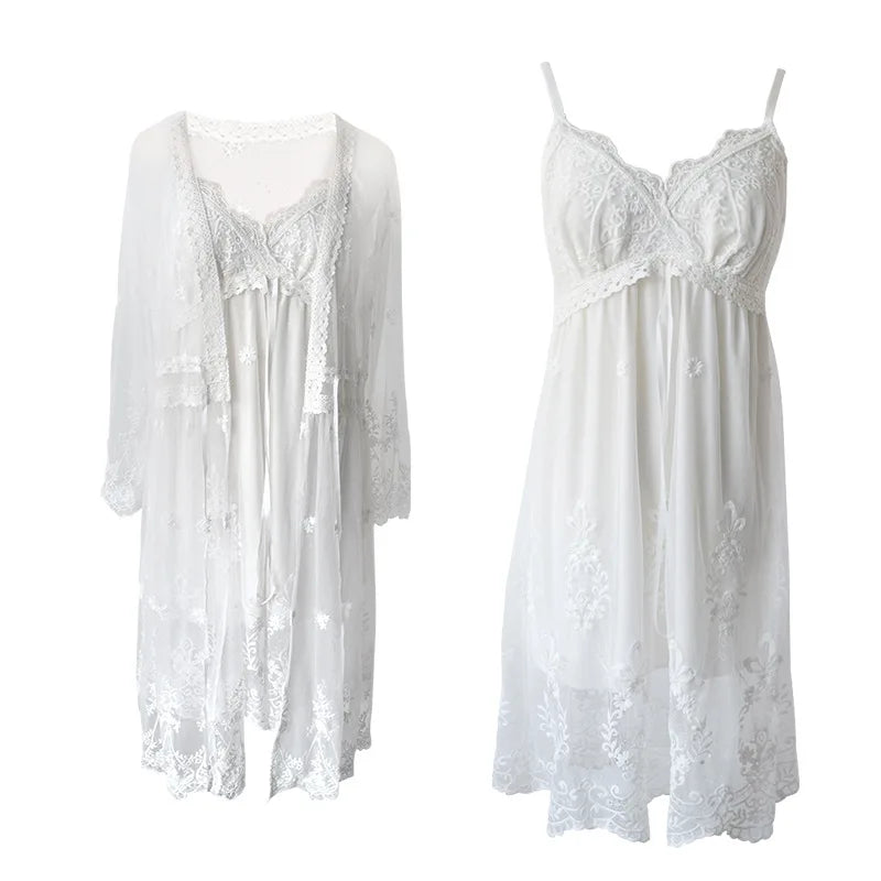 Premium Vintage Women's Nightgowns  White Lace 2-Pics Robes