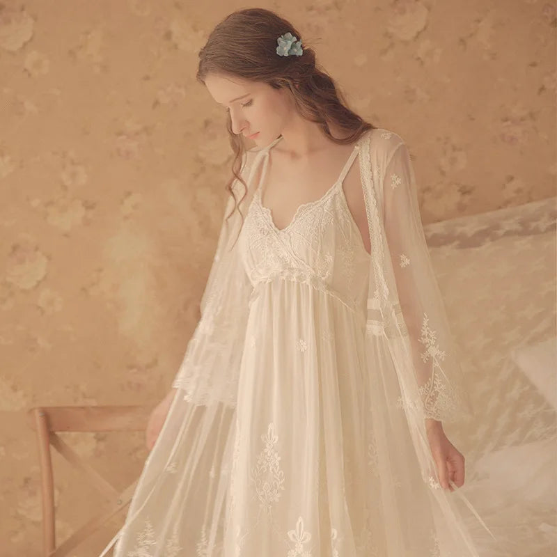 Premium Vintage Women's Nightgowns  White Lace 2-Pics Robes