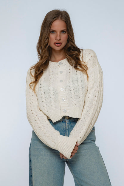 Parisse Cropped Knitted Cardigan II