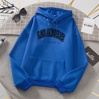 Log Angeles California Art Printing Women Hoodies Autumn Fleece Hoody Pocket Oversized Pullovers Hip Hop Y2K Fashion Hoodie