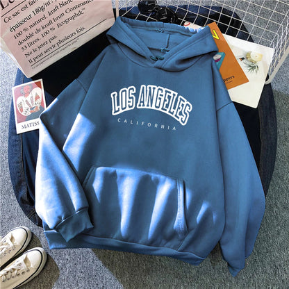 Log Angeles California Art Printing Women Hoodies Autumn Fleece Hoody Pocket Oversized Pullovers Hip Hop Y2K Fashion Hoodie