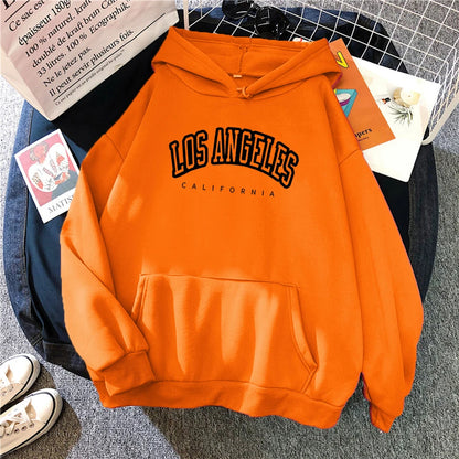 Log Angeles California Art Printing Women Hoodies Autumn Fleece Hoody Pocket Oversized Pullovers Hip Hop Y2K Fashion Hoodie