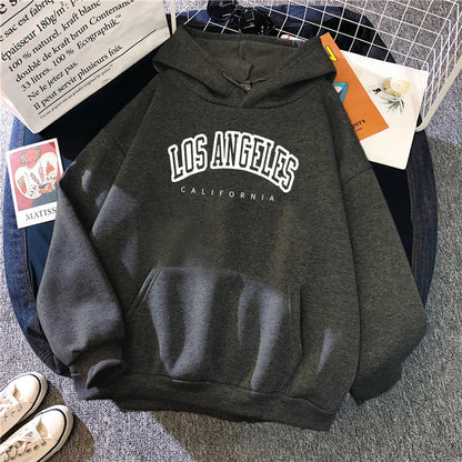 Log Angeles California Art Printing Women Hoodies Autumn Fleece Hoody Pocket Oversized Pullovers Hip Hop Y2K Fashion Hoodie