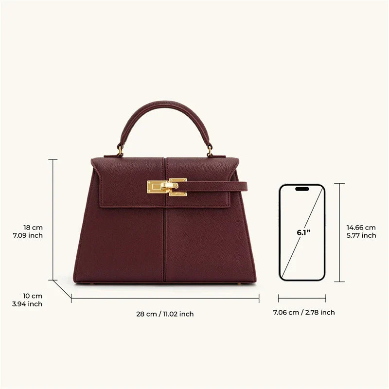 Wine Red Leather Crossbody Bag