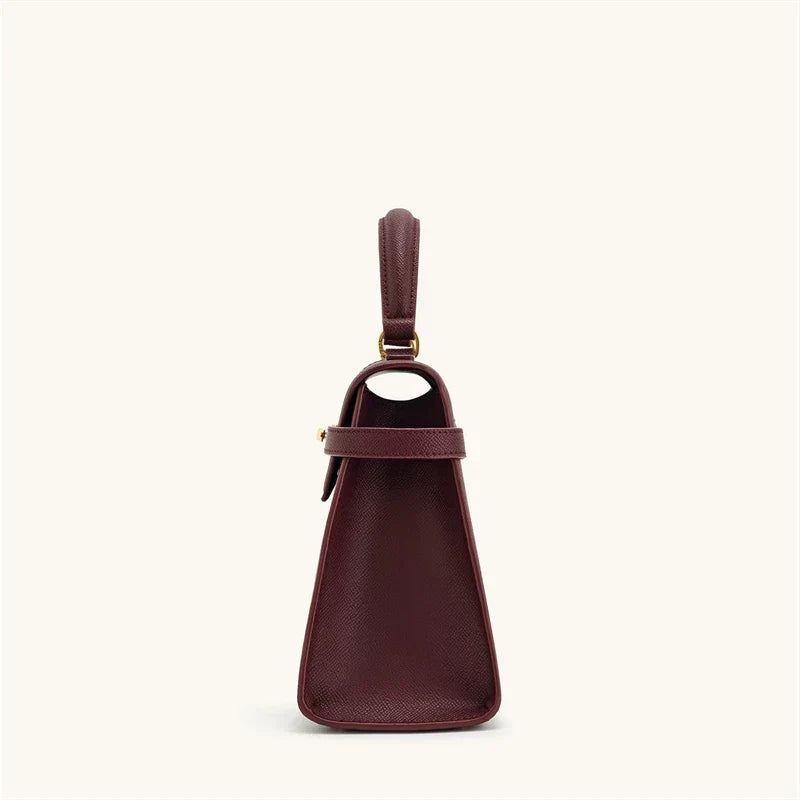 Wine Red Leather Crossbody Bag