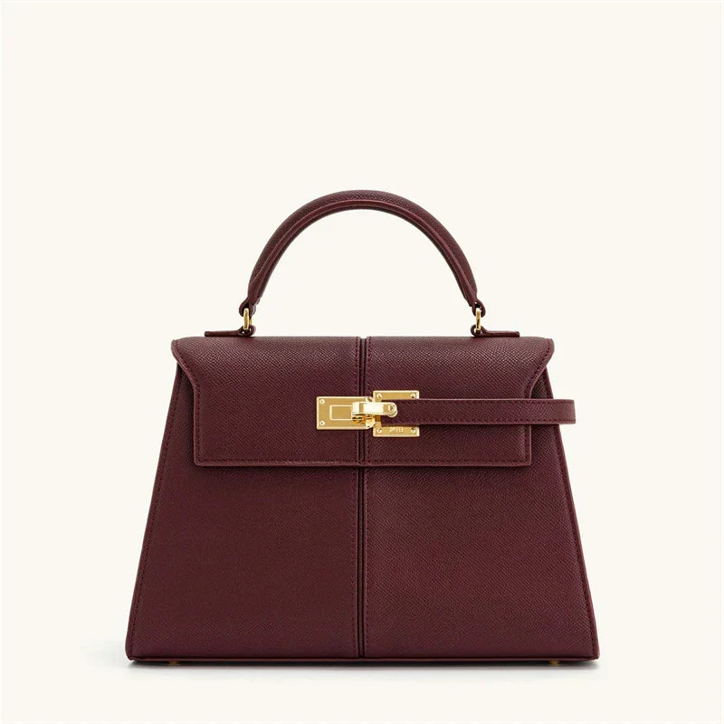 Wine Red Leather Crossbody Bag