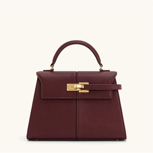 Wine Red Leather Crossbody Bag