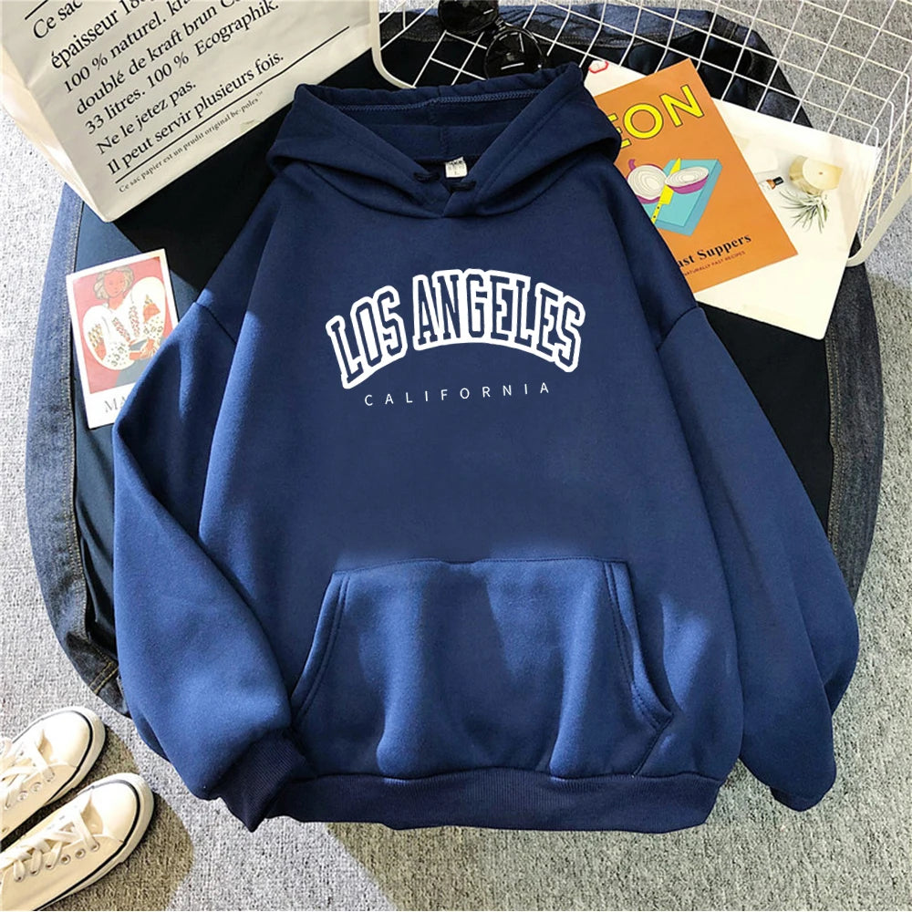 Log Angeles California Art Printing Women Hoodies Autumn Fleece Hoody Pocket Oversized Pullovers Hip Hop Y2K Fashion Hoodie
