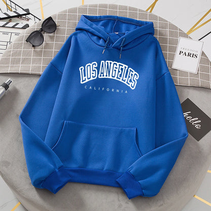 Log Angeles California Art Printing Women Hoodies Autumn Fleece Hoody Pocket Oversized Pullovers Hip Hop Y2K Fashion Hoodie