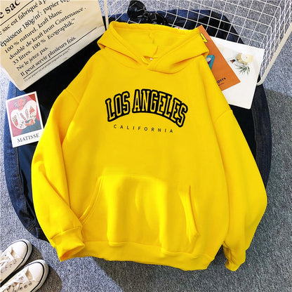 Log Angeles California Art Printing Women Hoodies Autumn Fleece Hoody Pocket Oversized Pullovers Hip Hop Y2K Fashion Hoodie