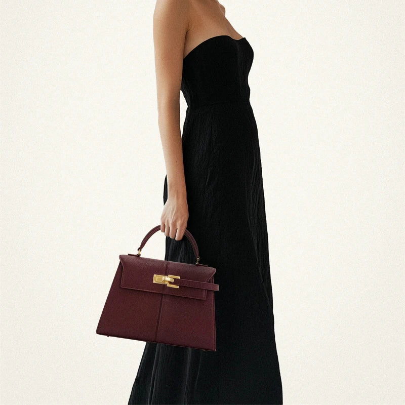 Wine Red Leather Crossbody Bag