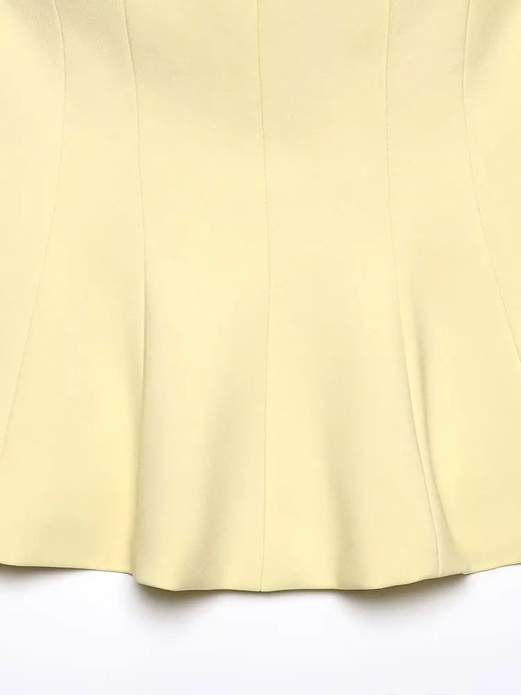  Women Yellow Tops Strapless Short Vest New Fashion Spring Summer Holiday Evening Club Tops