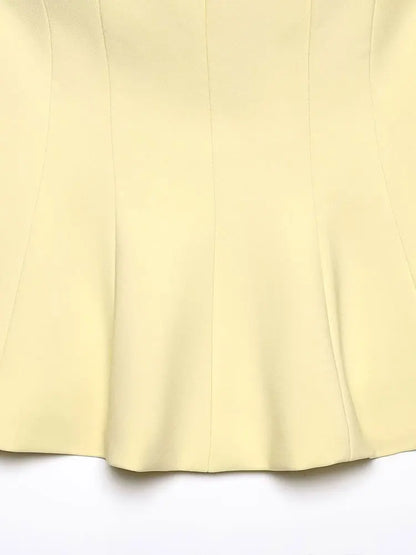  Women Yellow Tops Strapless Short Vest New Fashion Spring Summer Holiday Evening Club Tops