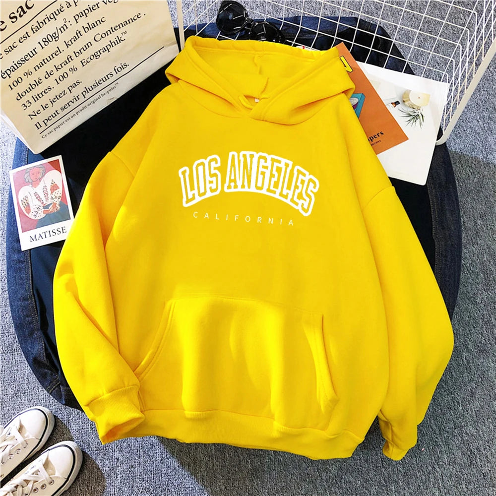 Log Angeles California Art Printing Women Hoodies Autumn Fleece Hoody Pocket Oversized Pullovers Hip Hop Y2K Fashion Hoodie