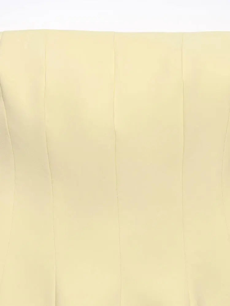  Women Yellow Tops Strapless Short Vest New Fashion Spring Summer Holiday Evening Club Tops