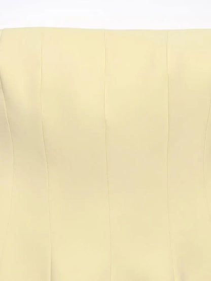  Women Yellow Tops Strapless Short Vest New Fashion Spring Summer Holiday Evening Club Tops